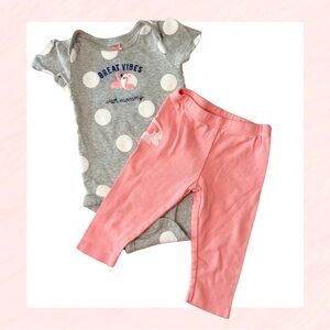 Carter’s 2-Piece Baby Girl Outfit – Flamingo Bodysuit & Pink Pants – 6 Months